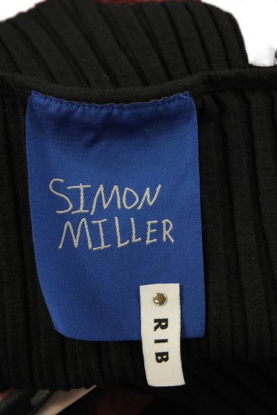 Simon Miller Women Basic Black Striped T-Shirt Round Neck Short Sleeve Size XS
