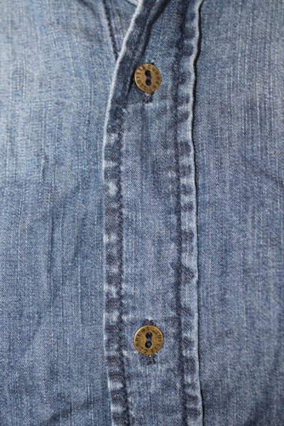 Current/Elliott Womens Blue Polka Dot Cotton Button-Up Top Long Sleeve Size 0
