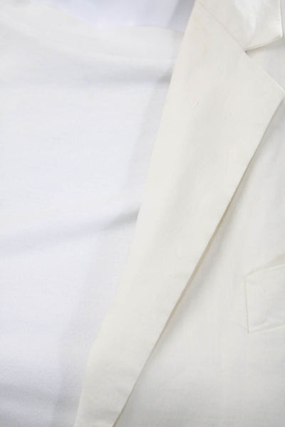 Theory Women Blazer White Linen Blend Collared Button Long Sleeve Size 00