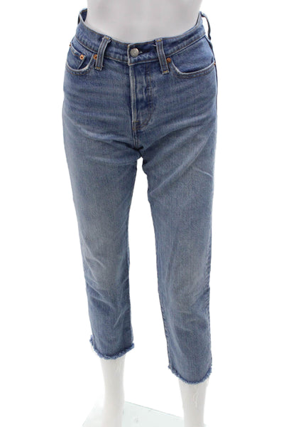 Levis, Women Ankle Cropped Mom Jeans Blue Mid Rise Size 24