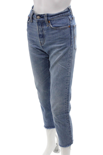 Levis, Women Ankle Cropped Mom Jeans Blue Mid Rise Size 24