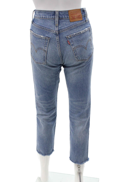 Levis, Women Ankle Cropped Mom Jeans Blue Mid Rise Size 24