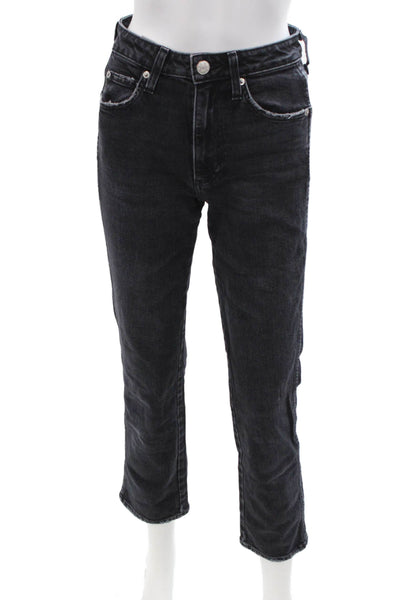 Amo Women Black Ankle Cropped High Waist Jeans Size 24