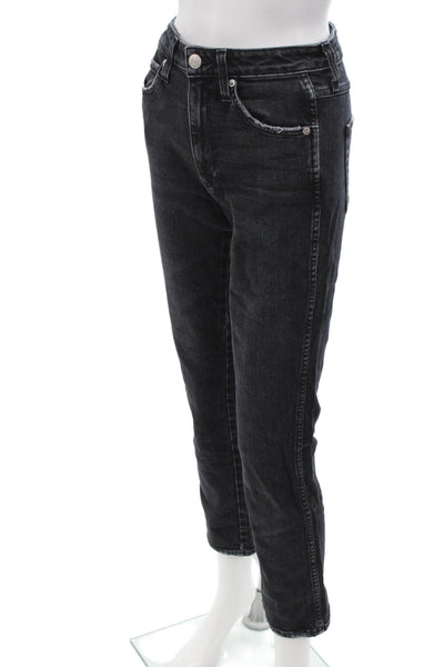 Amo Women Black Ankle Cropped High Waist Jeans Size 24