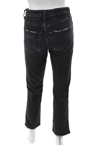 Amo Women Black Ankle Cropped High Waist Jeans Size 24