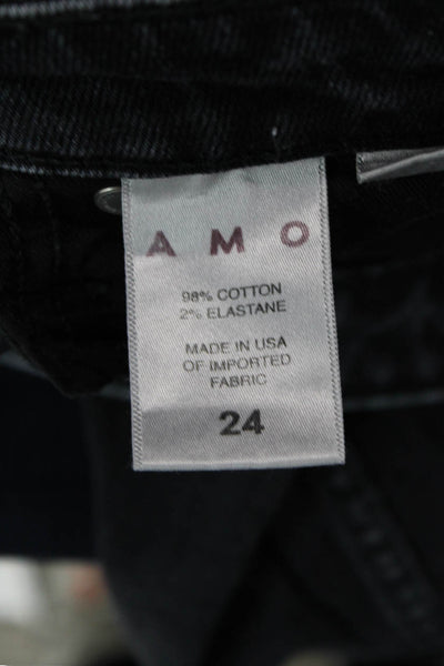Amo Women Black Ankle Cropped High Waist Jeans Size 24