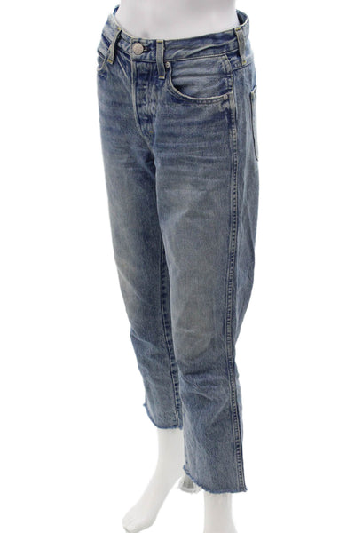 Amo Unisex Cropped Straight High Rise Blue Jeans 26in Size 24