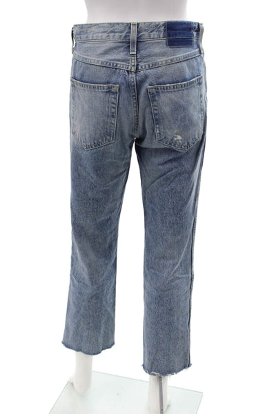 Amo Unisex Cropped Straight High Rise Blue Jeans 26in Size 24