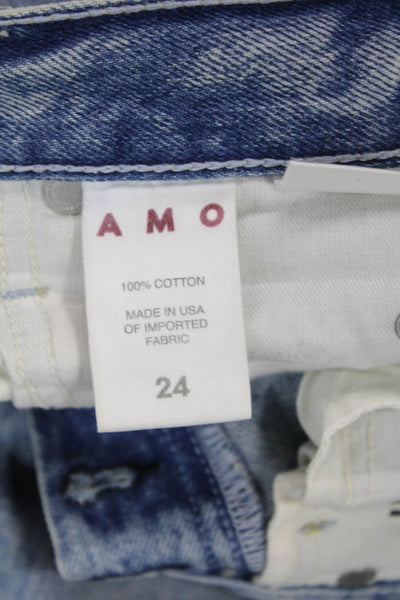 Amo Unisex Cropped Straight High Rise Blue Jeans 26in Size 24