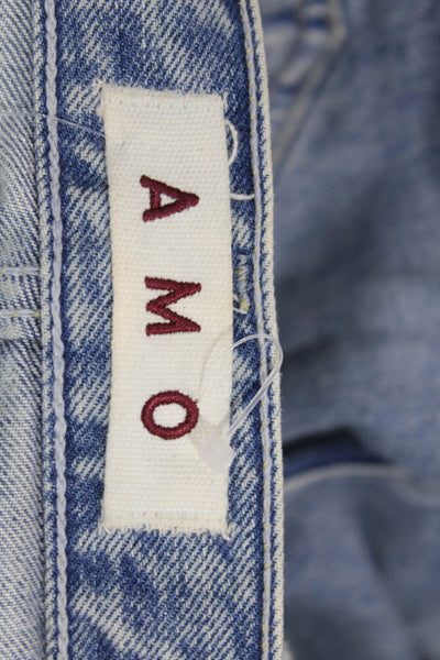 Amo Unisex Cropped Straight High Rise Blue Jeans 26in Size 24
