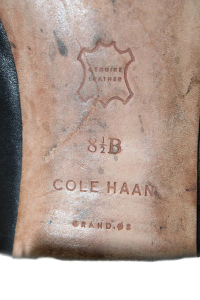 Cole Haan Womens Side Zip Block Heel Ankle Booties Black Leather Size 8.5