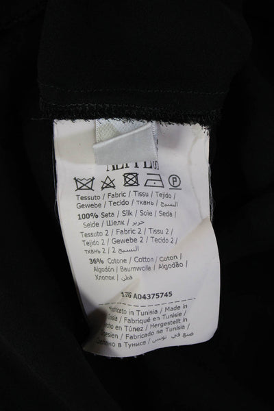 philosophy Women Black Silk Floral Shift Dress Midi High Neck Size M