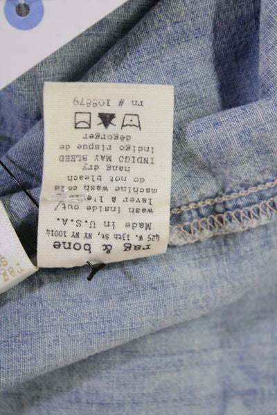 Rag & Bone Jean Women Sleeveless Collared Light Blue Button-Up Top Size XS
