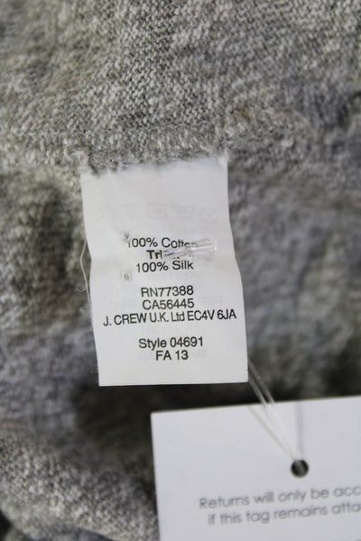 J Crew Women Gray 100% Cotton Collared Zip Long Sleeve Blouse Size 2XS