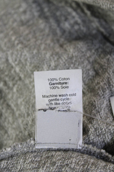 J Crew Women Gray 100% Cotton Collared Zip Long Sleeve Blouse Size 2XS