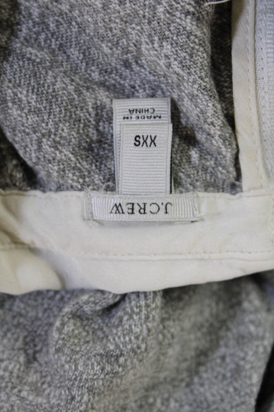 J Crew Women Gray 100% Cotton Collared Zip Long Sleeve Blouse Size 2XS
