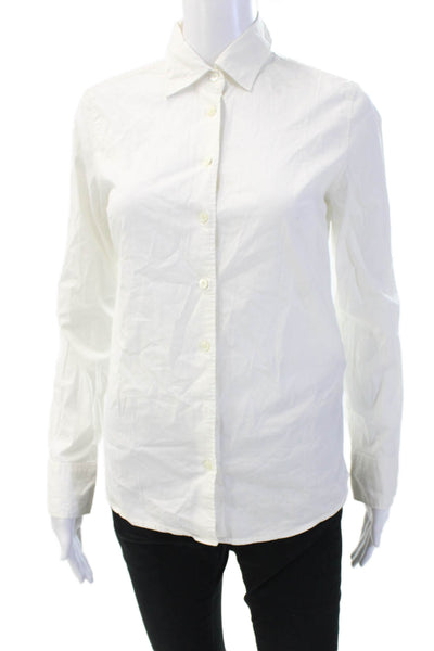 J Crew Women Collared Long Sleeve Basic Button-Up White Cotton Blend Size XS