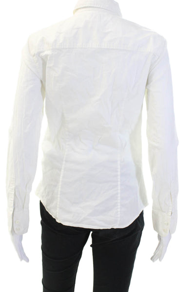 J Crew Women Collared Long Sleeve Basic Button-Up White Cotton Blend Size XS