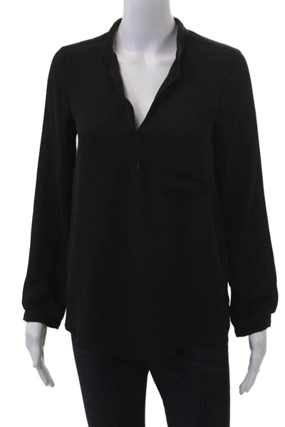 Zara Basic Womens Black V-Neck Long Sleeve Blouse Size XS