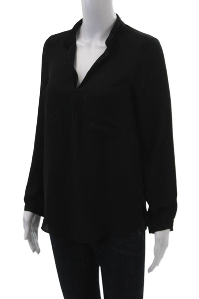 Zara Basic Womens Black V-Neck Long Sleeve Blouse Size XS