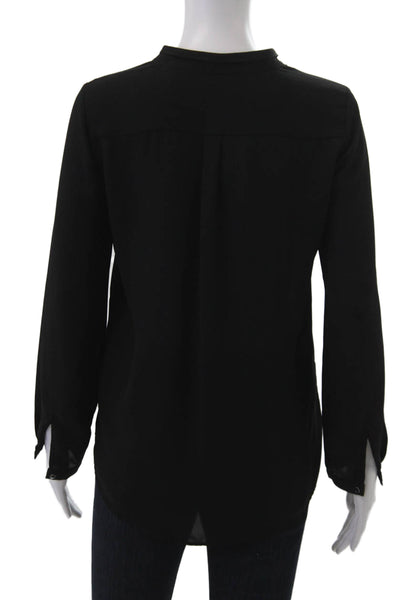 Zara Basic Womens Black V-Neck Long Sleeve Blouse Size XS