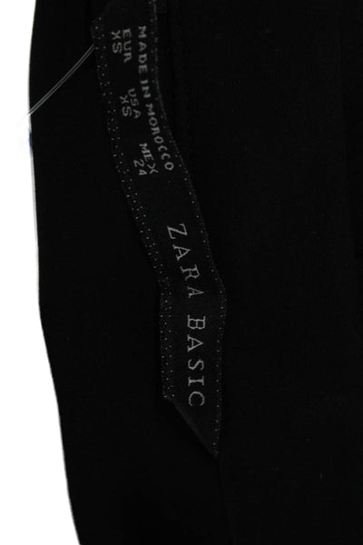 Zara Basic Womens Black V-Neck Long Sleeve Blouse Size XS