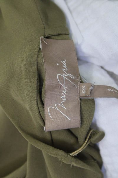 Max Azria Women Green 100% Silk Mock Neck Long Sleeve Blouse Petite Size XS