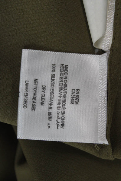 Max Azria Women Green 100% Silk Mock Neck Long Sleeve Blouse Petite Size XS
