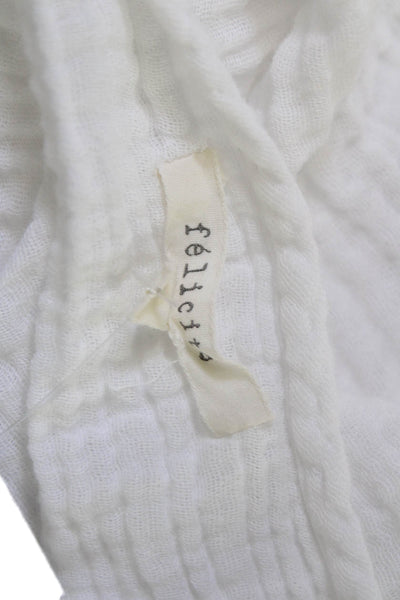 Felicite Women Basic White Cotton 3/4 Sleeve Round Neck Blouse Size 2