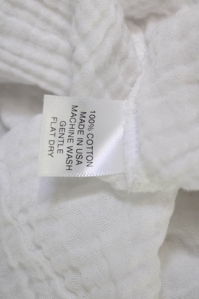 Felicite Women Basic White Cotton 3/4 Sleeve Round Neck Blouse Size 2