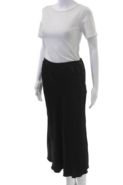 Zara Women Black Viscose Maxi Skirt Solid Long Size XS