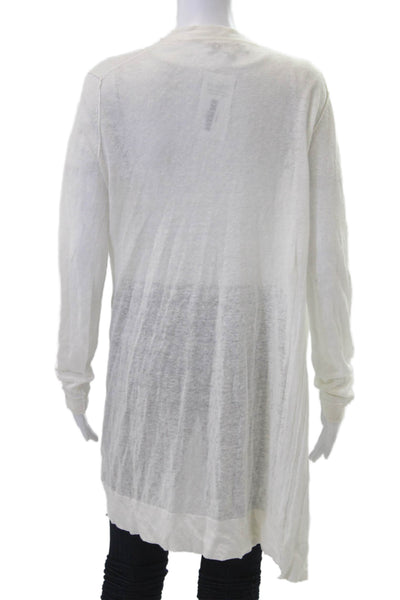 NHBT Unisex Cardigan Sweater White 100% Linen Round Neck Long Sleeve Size 2XS