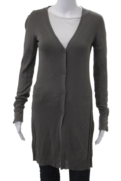 NHBT Unisex Dark Gray V-Neck Cardigan Button Long Sleeve 100% Cotton Size S