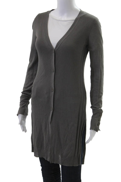 NHBT Unisex Dark Gray V-Neck Cardigan Button Long Sleeve 100% Cotton Size S