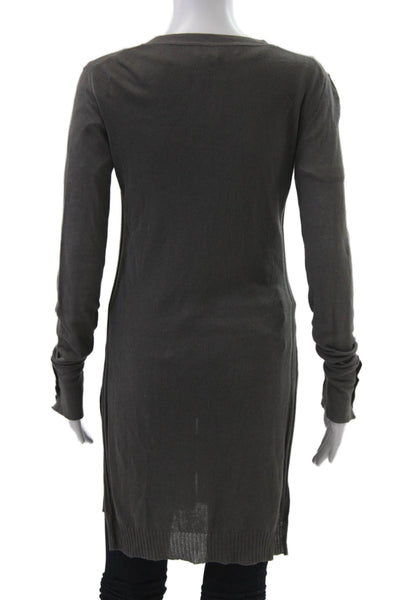 NHBT Unisex Dark Gray V-Neck Cardigan Button Long Sleeve 100% Cotton Size S