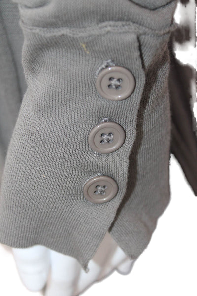 NHBT Unisex Dark Gray V-Neck Cardigan Button Long Sleeve 100% Cotton Size S