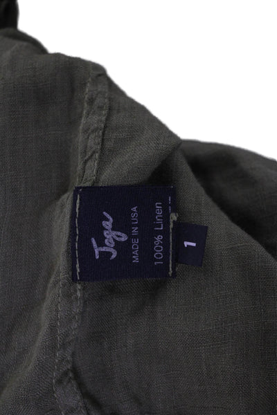 Jaga Womens Cropped Capri Pants Army Green Linen Size 1