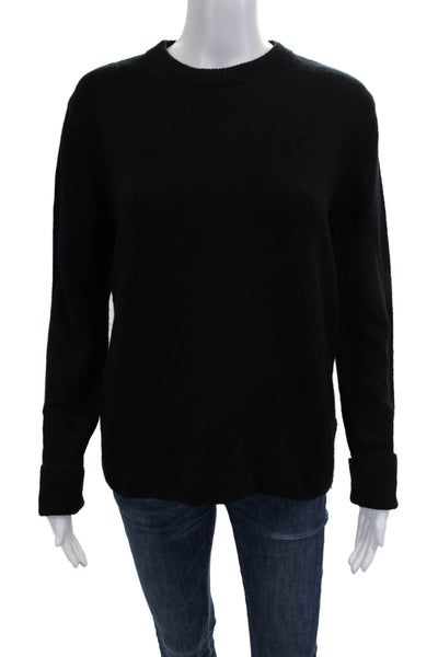 Zara Women Black Cashmere Wool Crew Neck Pullover Sweater Long Sleeve Size S