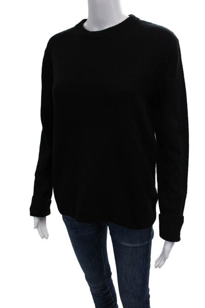 Zara Women Black Cashmere Wool Crew Neck Pullover Sweater Long Sleeve Size S