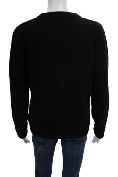 Zara Women Black Cashmere Wool Crew Neck Pullover Sweater Long Sleeve Size S