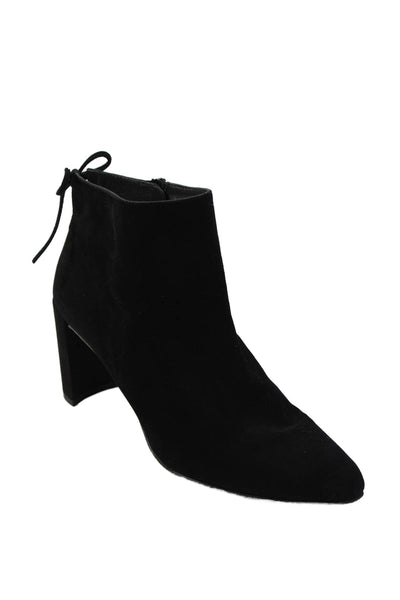 Stuart Weitzman Womens Suede Lace Up Back Ankle Boots Black Size 9.5 Medium