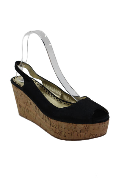 Juicy Couture Womens Open Toe Slingback Platform Wedges Black Size 8