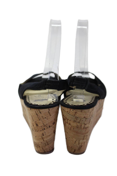 Juicy Couture Womens Open Toe Slingback Platform Wedges Black Size 8