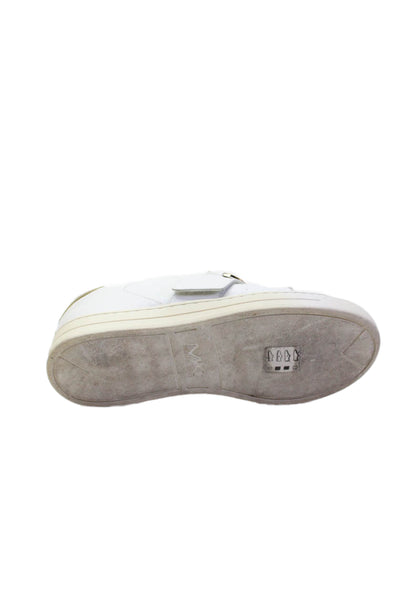 Michael Michael Kors Leather Gold Tone Panel Detail Shoes White Size 8