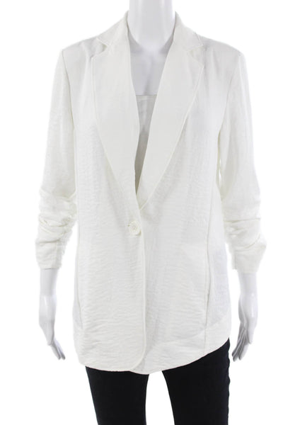 B New York Women White Collared Blazer Button Long Sleeve Size XS