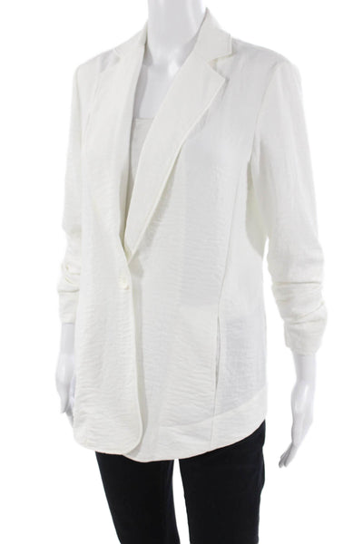 B New York Women White Collared Blazer Button Long Sleeve Size XS