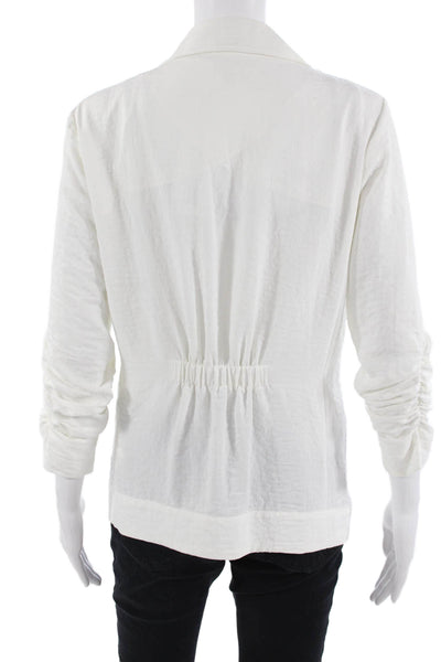 B New York Women White Collared Blazer Button Long Sleeve Size XS