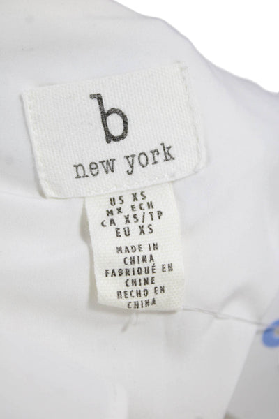 B New York Women White Collared Blazer Button Long Sleeve Size XS