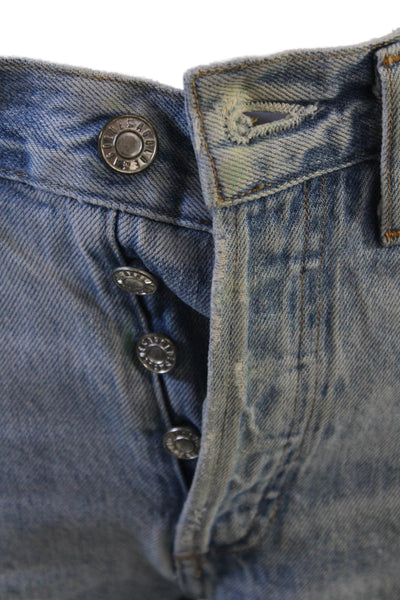 Agolde Unisex Cropped Straight Jeans Light Blue Mid Rise Button Size 24