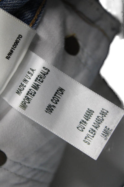Agolde Unisex Cropped Straight Jeans Light Blue Mid Rise Button Size 24